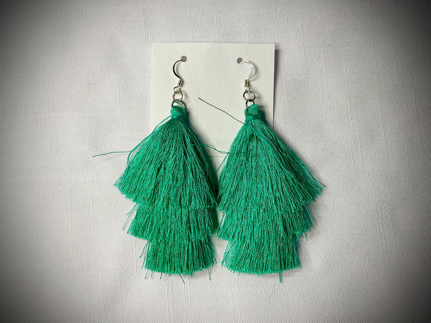 Sea Green Tassel Earrings