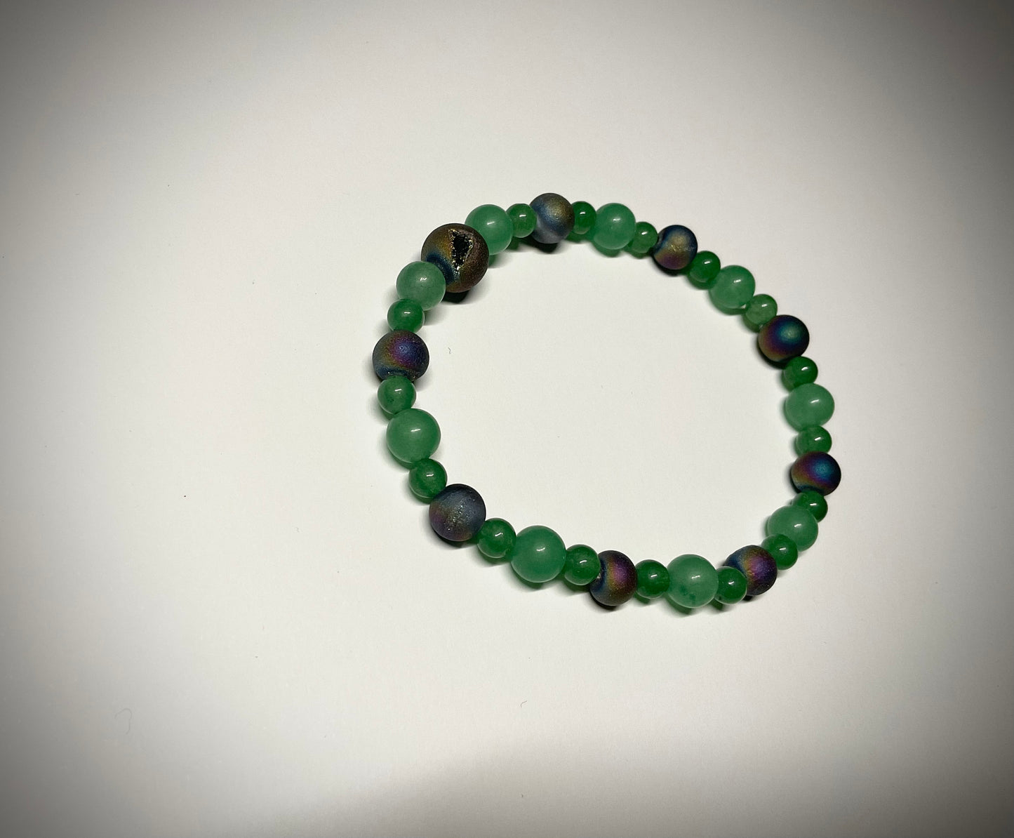 Aventurine and Druzy Agate Stretch Bracelet