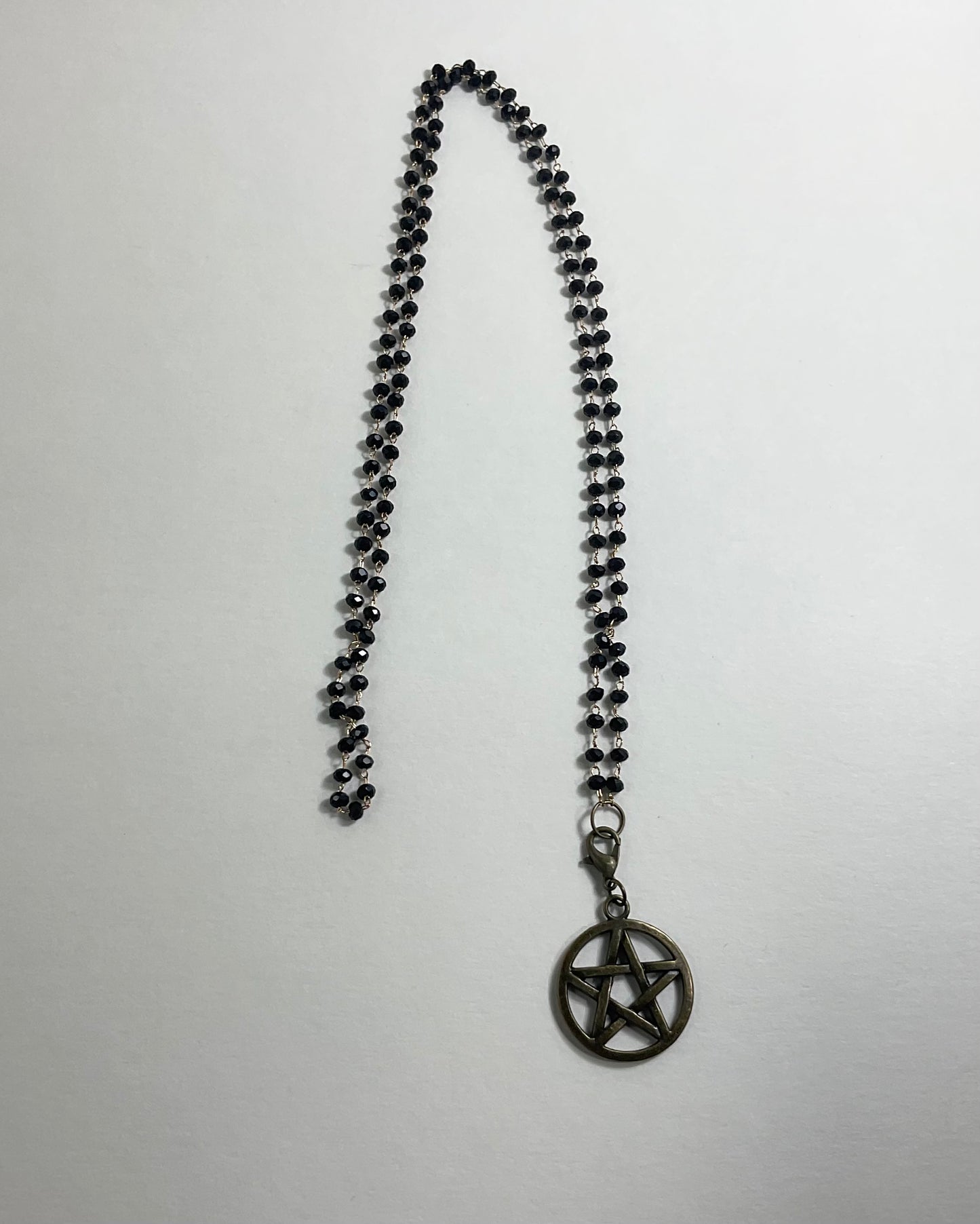 Bronze Tone Pentacle on Beaded Chain