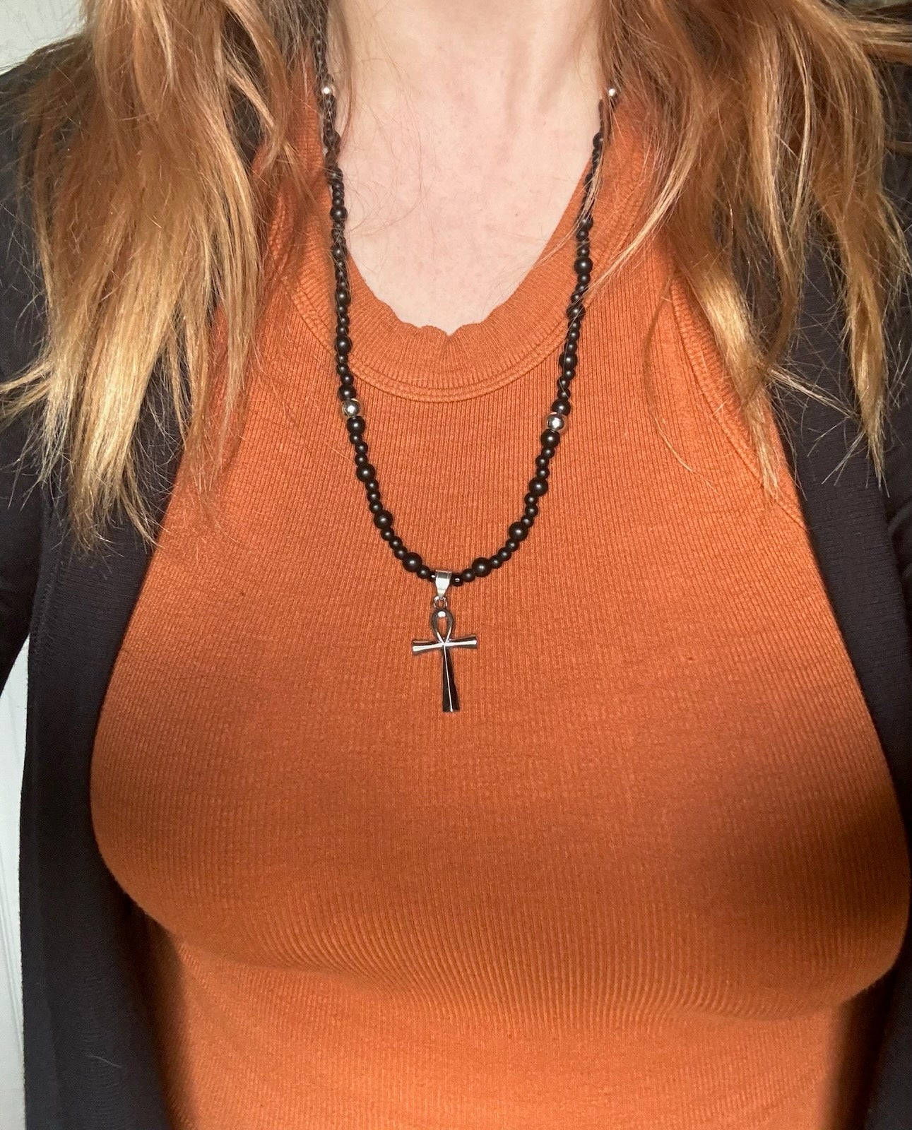 Ankh Necklace with Stainless Steel Accents