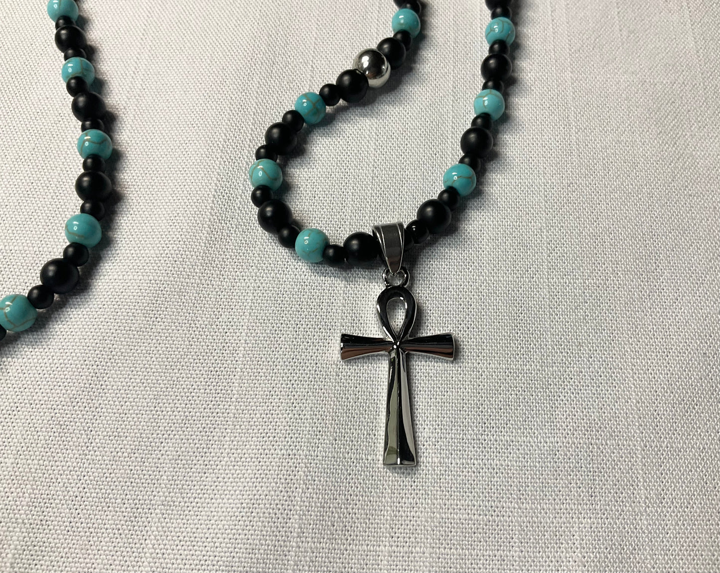 Ankh Necklace with Stainless Steel and Accents