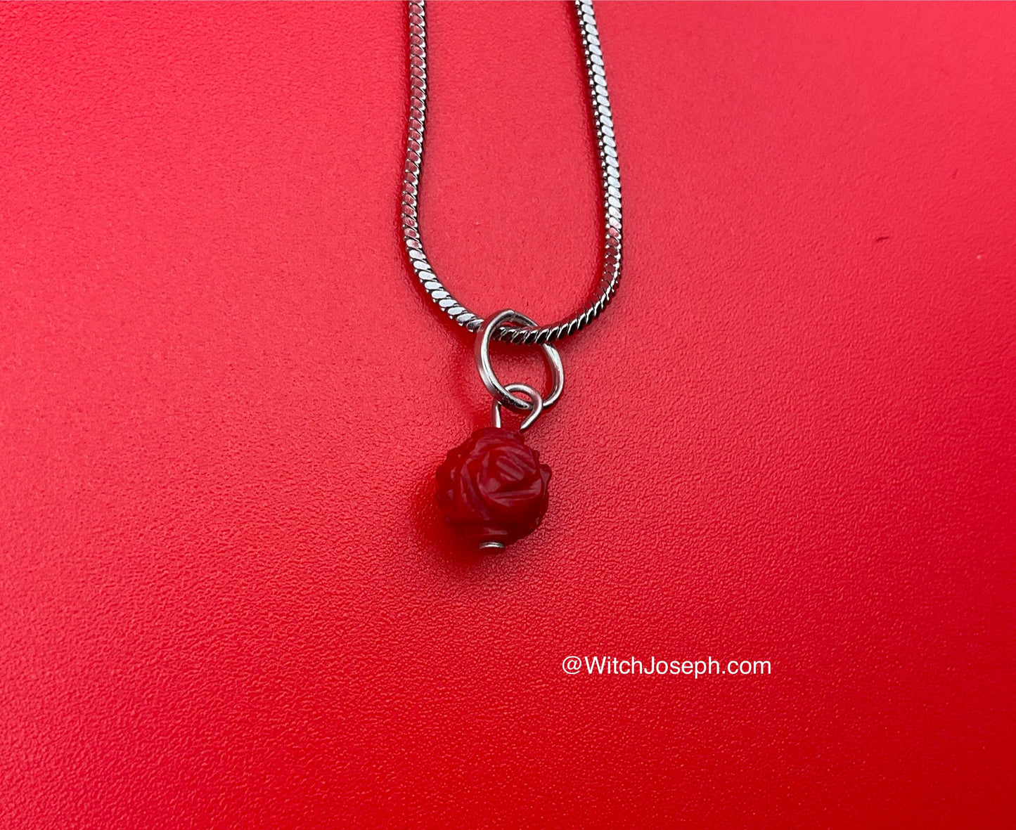 Red Coral Rose Droplet Necklace