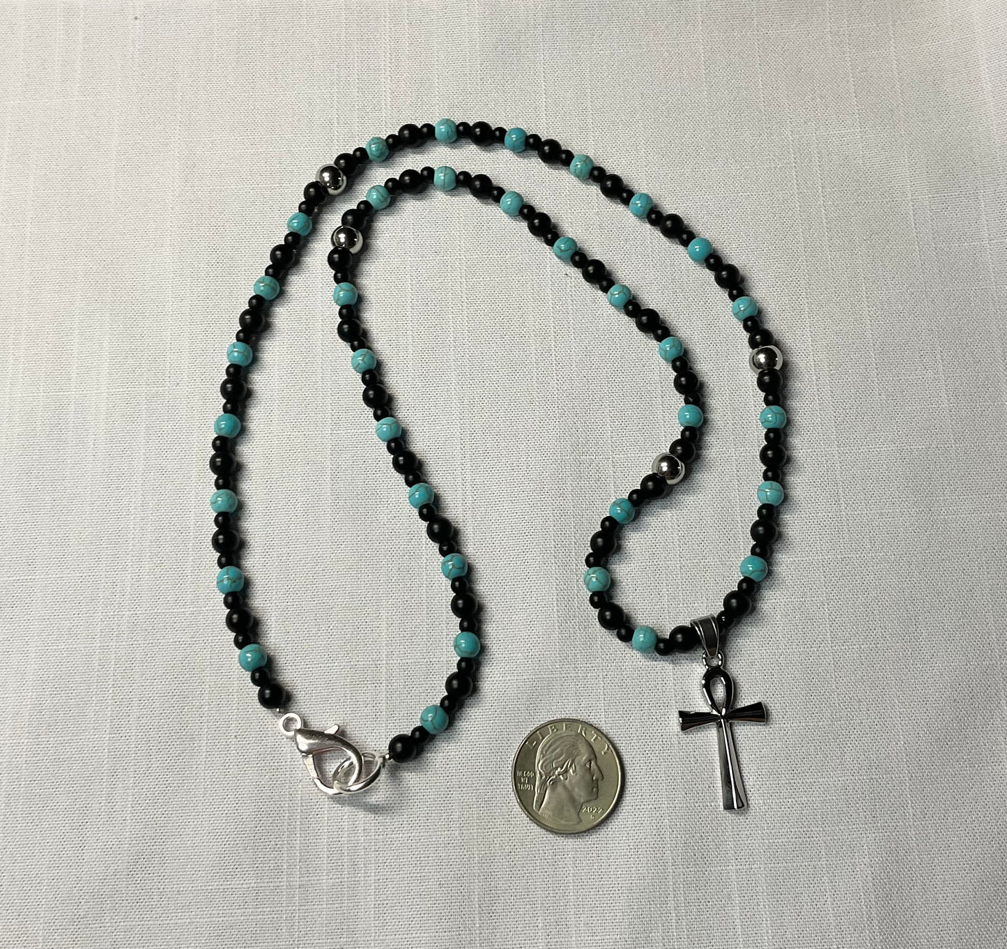 Ankh Necklace with Stainless Steel and Accents