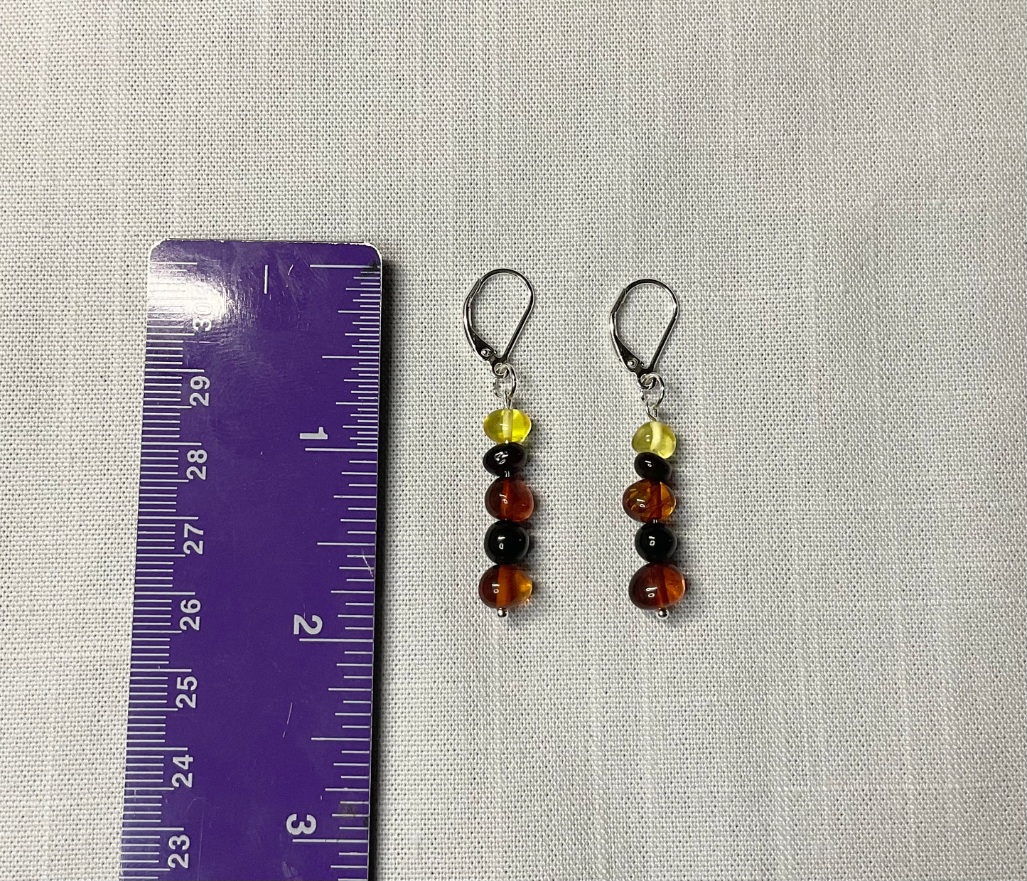 Amber and Jet Dangle Earrings in .925 Sterling