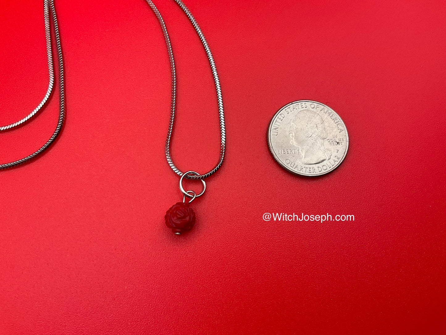 Red Coral Rose Droplet Necklace