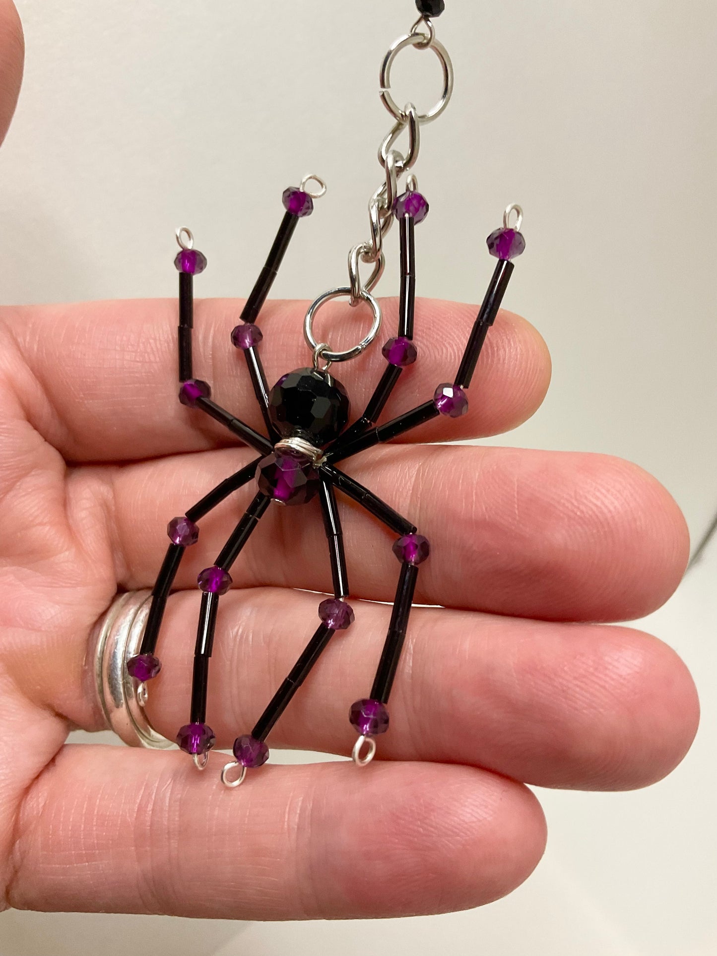 Purple and Black Spider hanging Charm