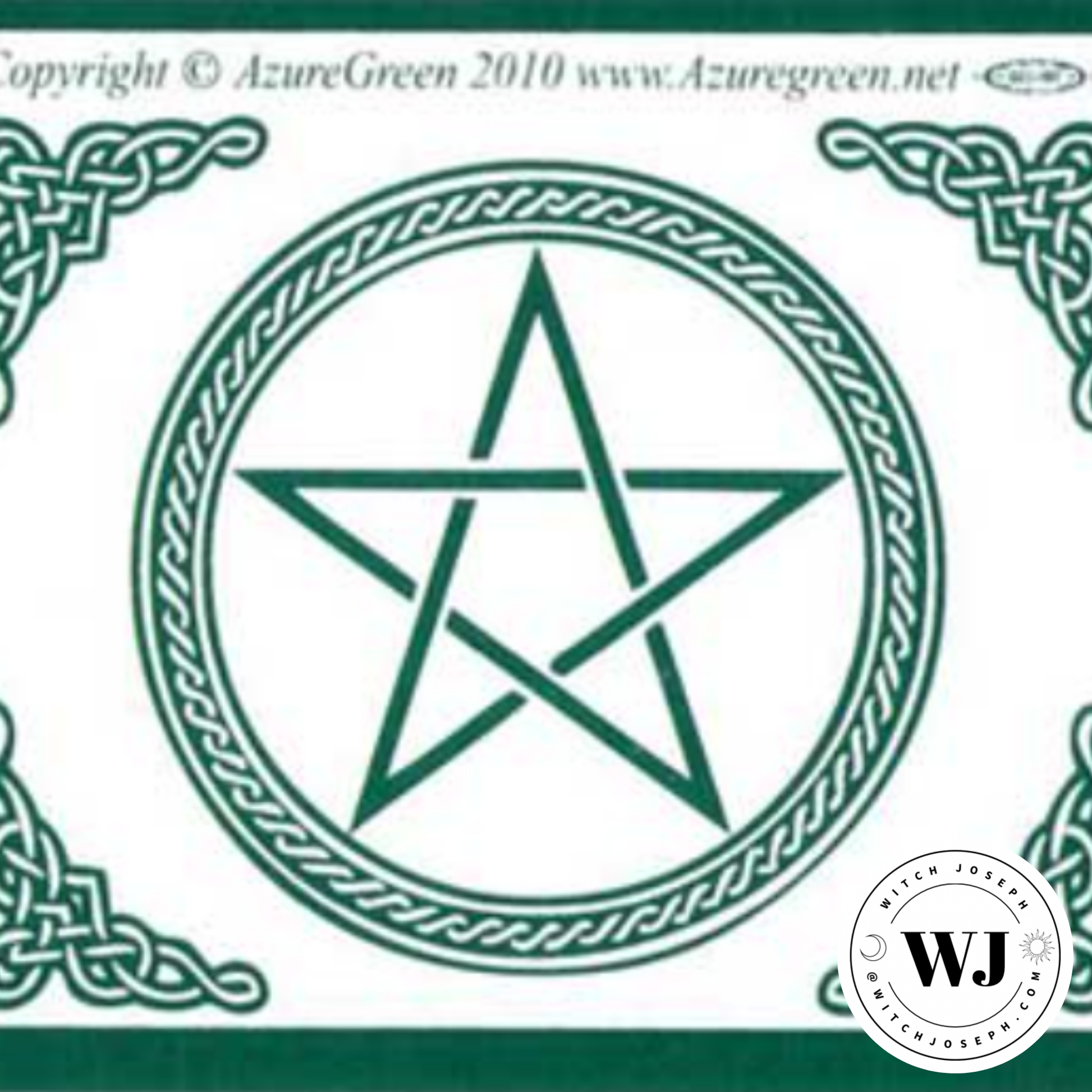 Green pentagram symbol with intricate Celtic border sticker