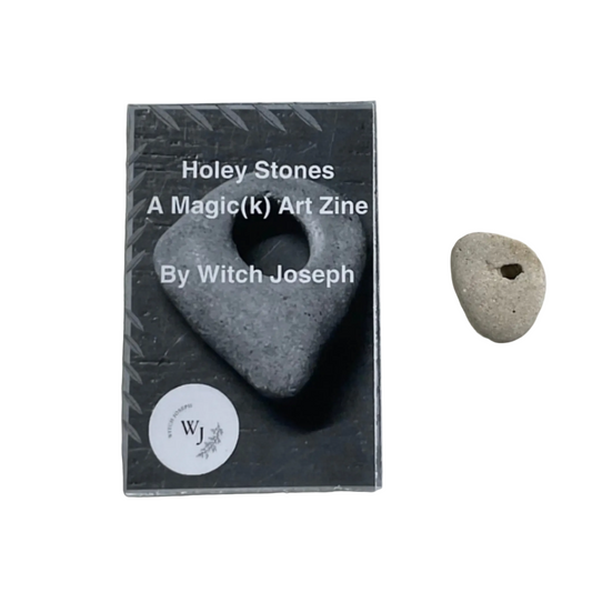 Zine titled 'Holey Stones' by Witch Joseph with a Holey stone on a white background