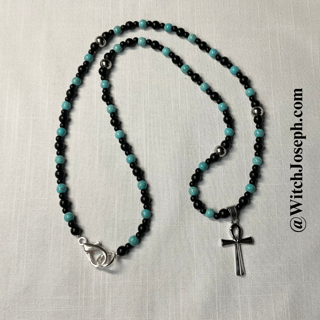 Ankh Necklace with Stainless Steel and Accents