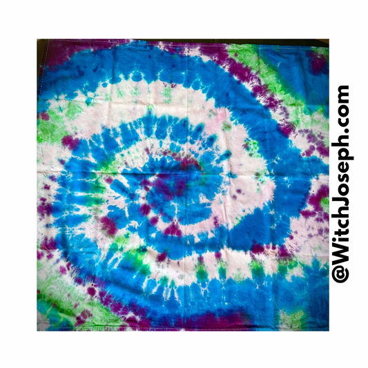 Tie Dye Altar Cloth or Tarot Cloth in Blue Purple and Green