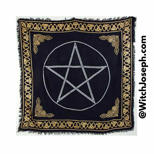 Gold Bordered Pentagram Altar Cloth