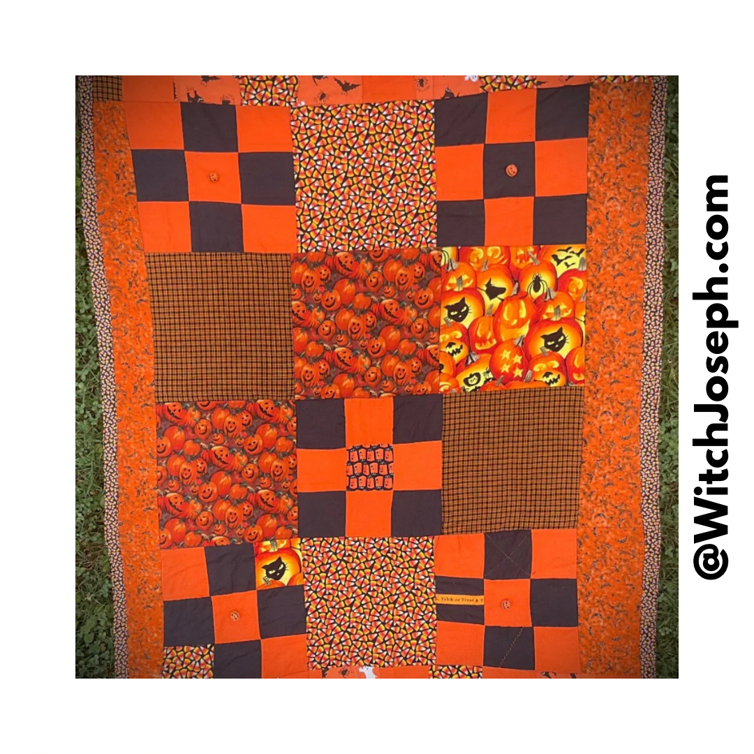 Halloween Crazy Quilt Throw Blanket