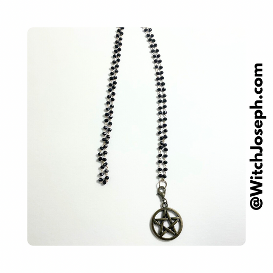 Bronze Tone Pentacle on Beaded Chain