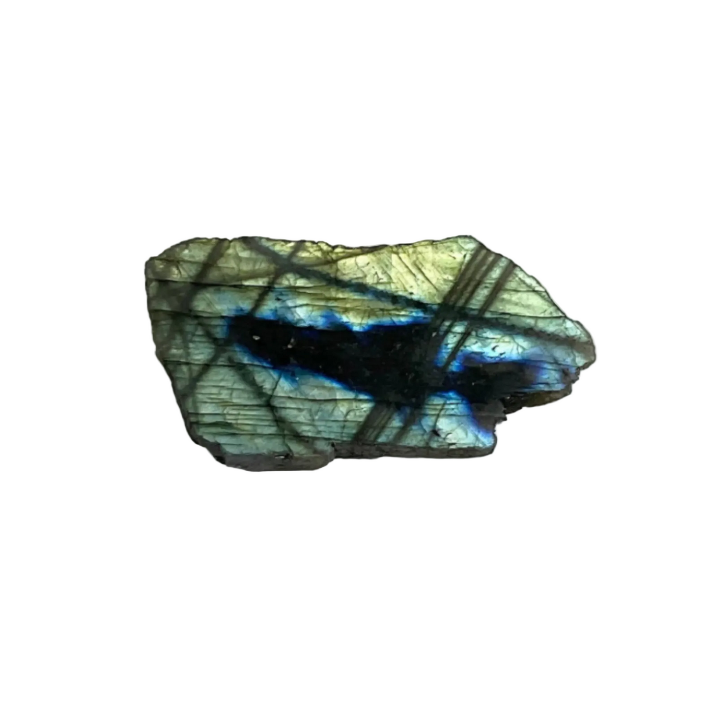 Labradorite stone on a white background