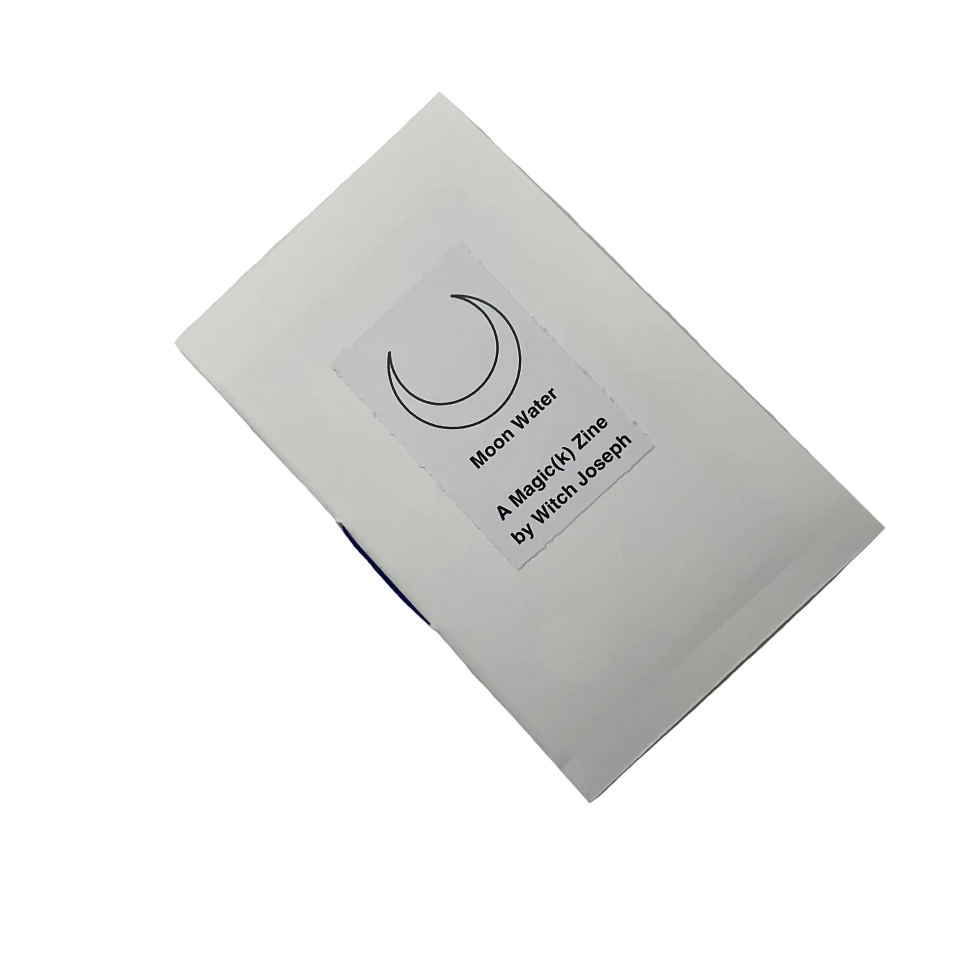 White Witch Joseph Zine with black text that says ‘Moon Water’ on a white background