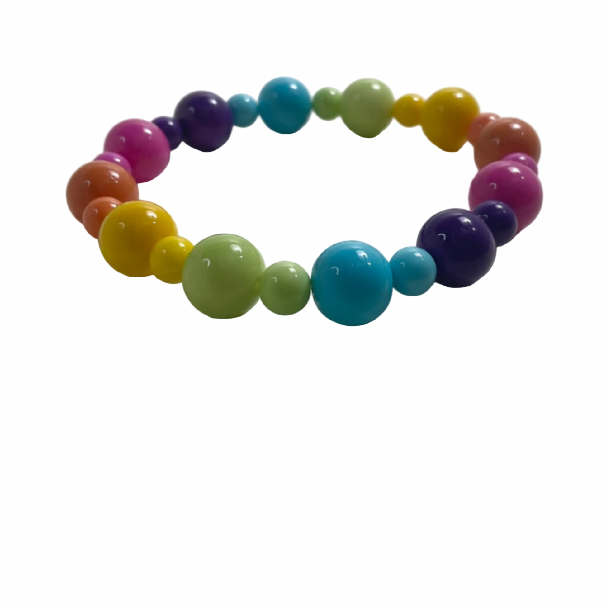 Multicolored pastel beaded bracelet displayed on a white background