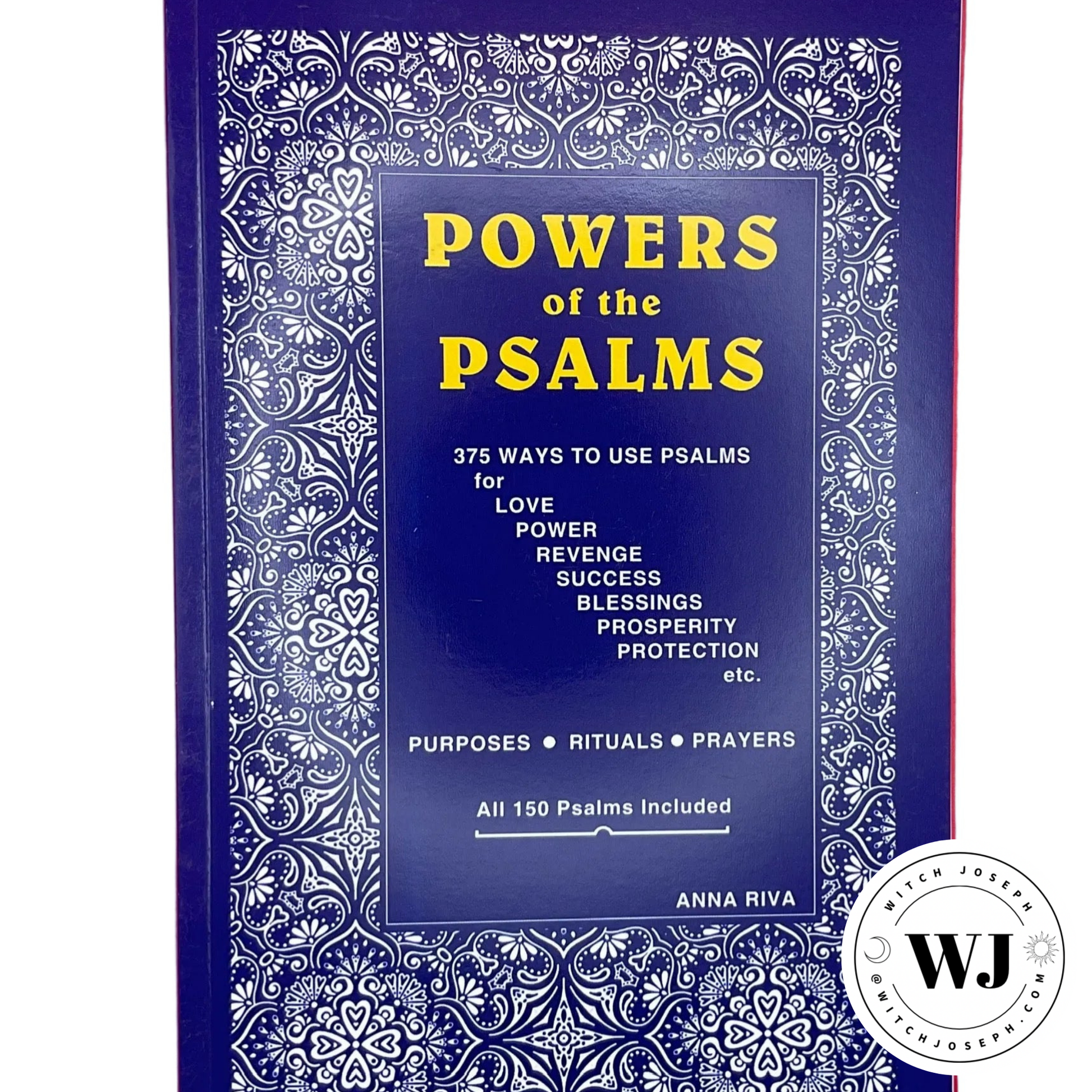Book titled 'Powers of the Psalms' with decorative blue cover and white text.