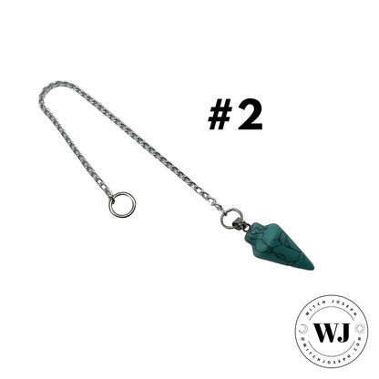 Turquoise Pendulum on a chain with 'WJ' logo in the corner…#2
