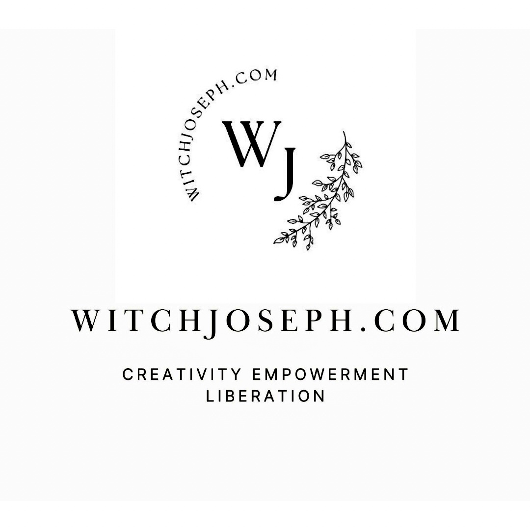 the Witch Joseph Logo, url and the words “creativity, empowerment, Liberation” against a white back ground…for the digital gift card