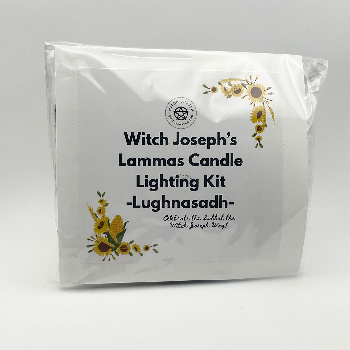 Witch Joseph's Lammas Candle Lighting Kit packaging with sunflower design on a white background