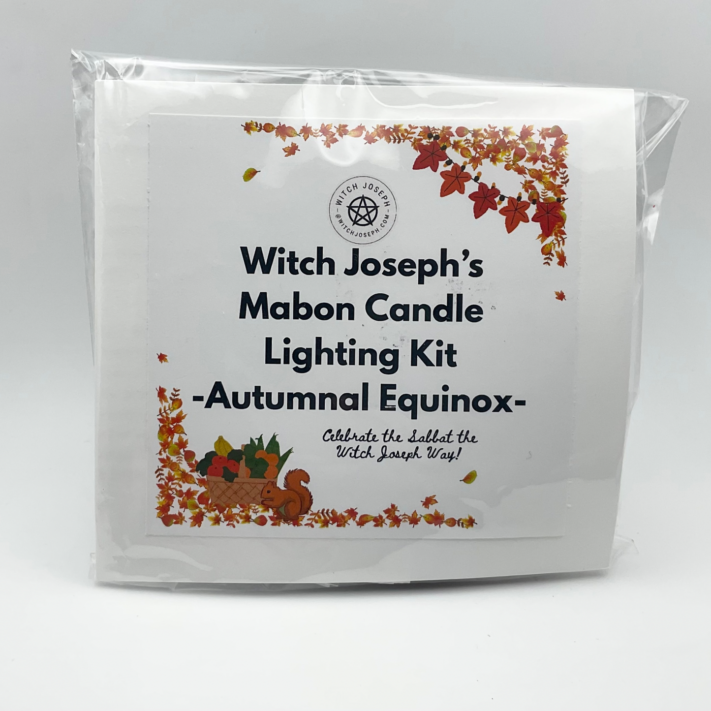 Witch Joseph's Mabon Candle Lighting Kit packaging with autumn-themed design on a white background