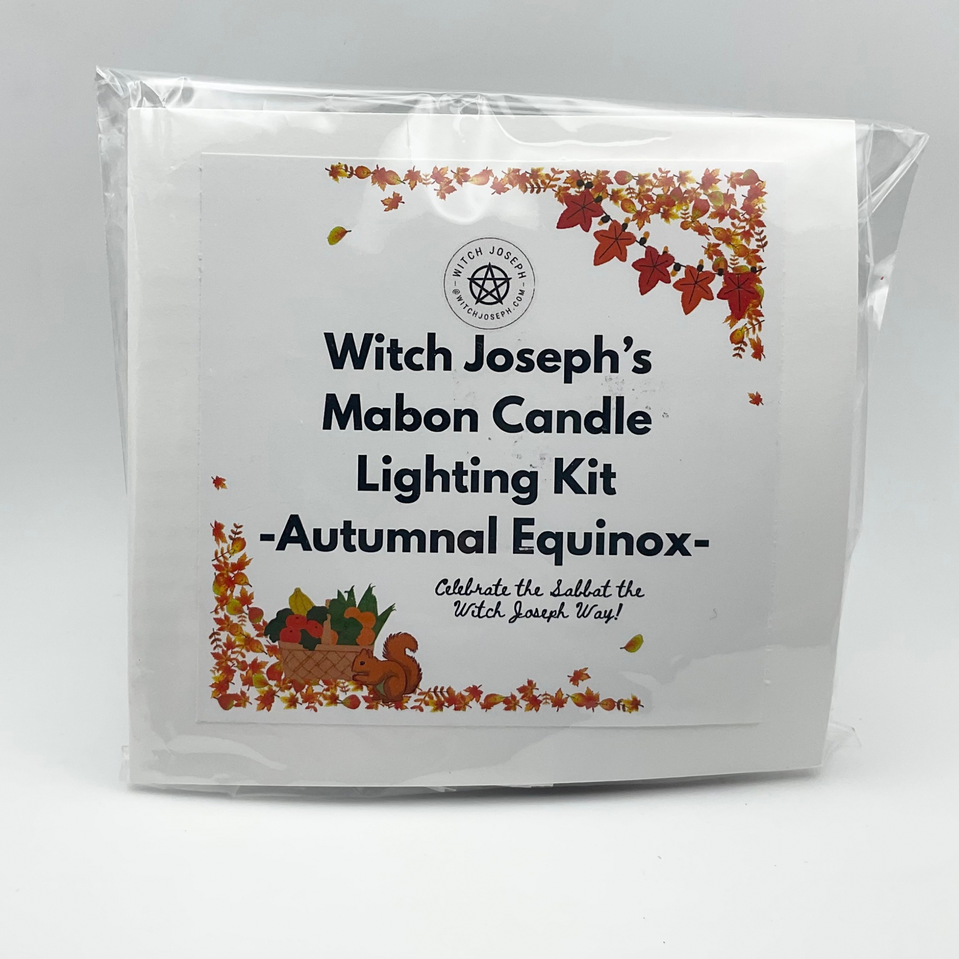 Witch Joseph's Mabon Candle Lighting Kit packaging with autumn-themed design on a white background