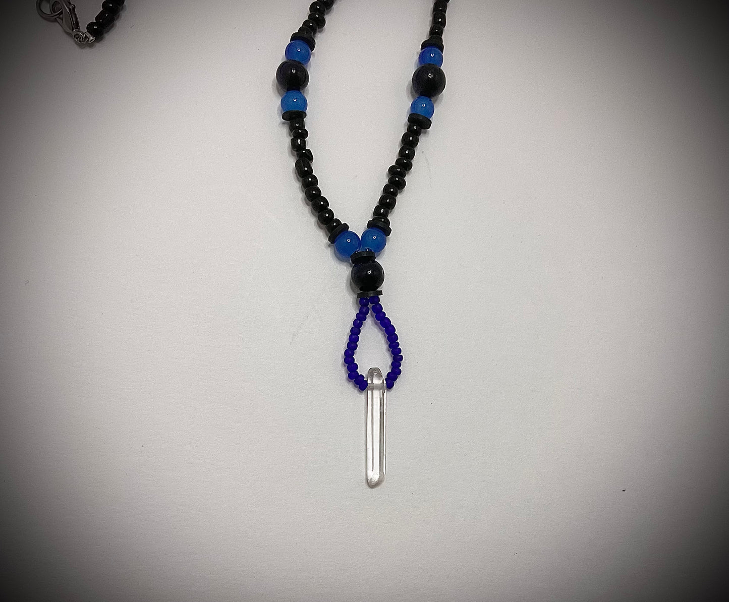 Crystal Mer Necklace with Blue Tigers Eye Beads