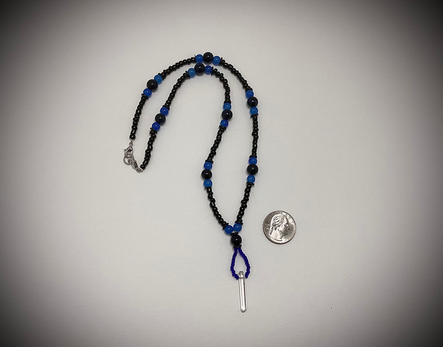 Crystal Mer Necklace with Blue Tigers Eye Beads