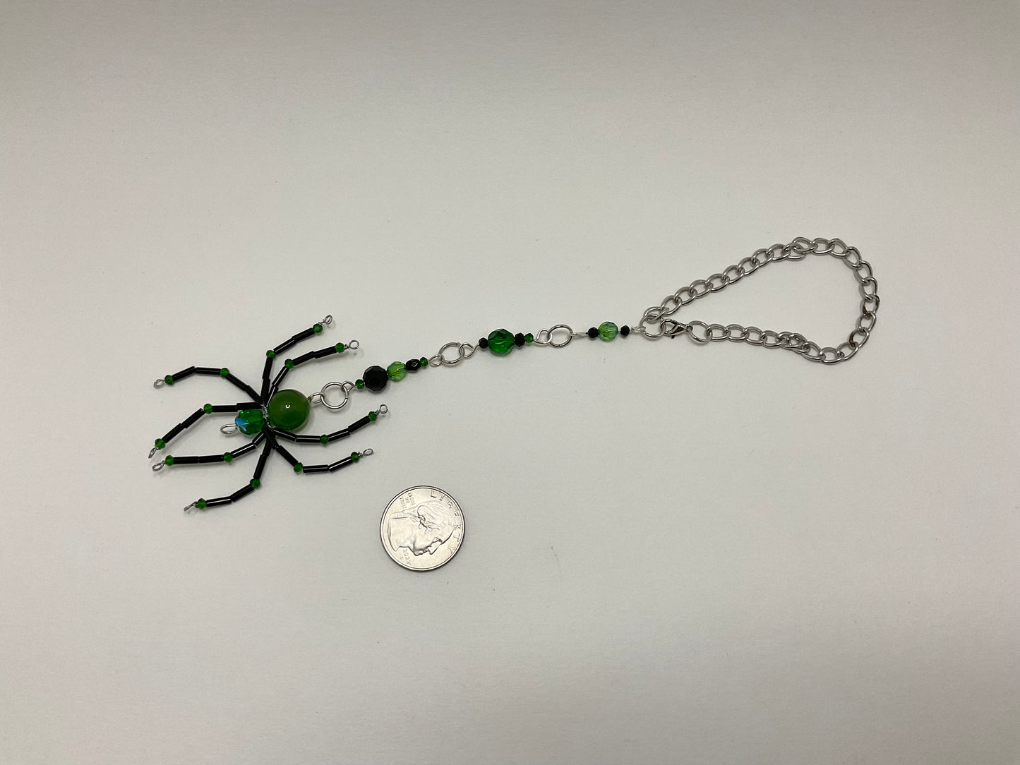 Spider Car Charm Green and Black