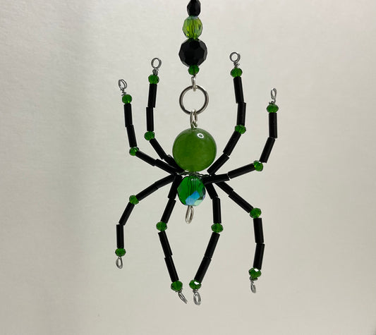 Spider Car Charm Green and Black