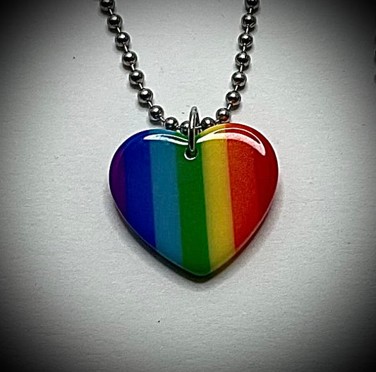 Acrylic Rainbow Heart Pride Necklace