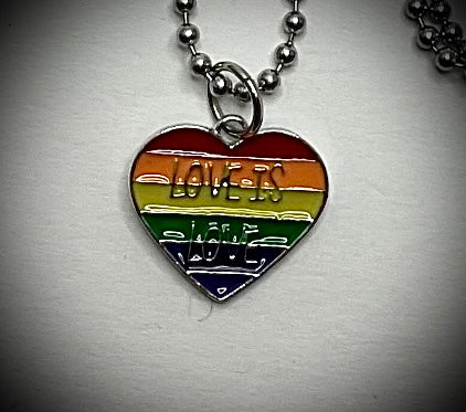 Rainbow Heart Love is Love Pride Necklace