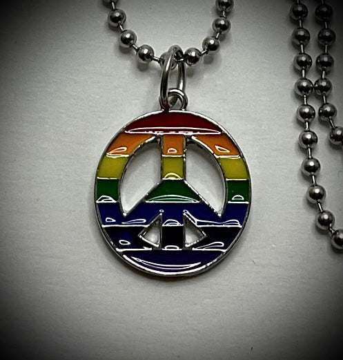 Rainbow Peace Sign Pride Necklace