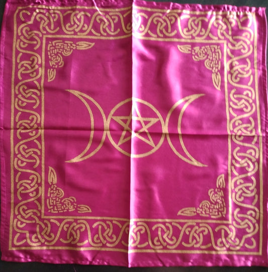 Pink Triple Moon Pentagram Altar Cloth