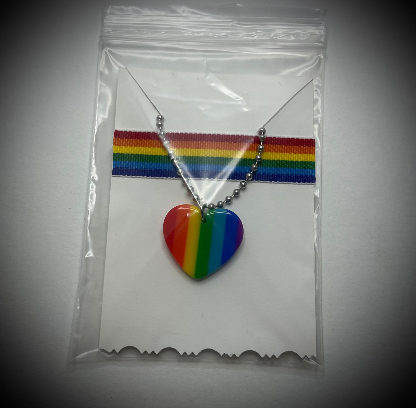 Acrylic Rainbow Heart Pride Necklace