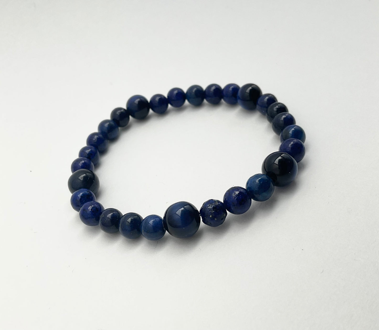 Lapis Lazuli and Blue Tigers Eye Intention Stretch Bracelet