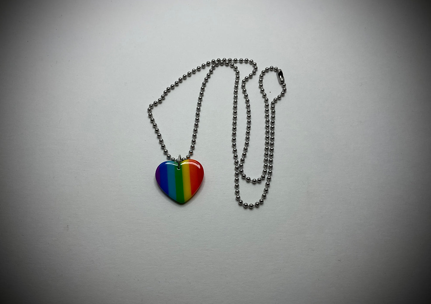 Acrylic Rainbow Heart Pride Necklace