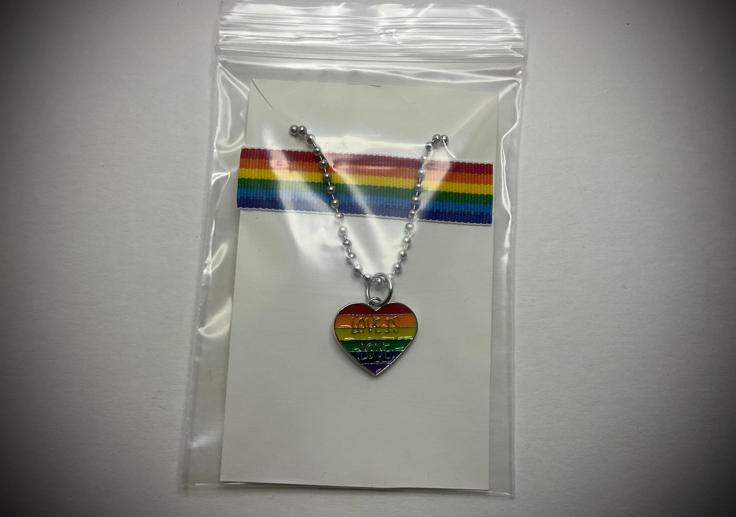 Rainbow Heart Love is Love Pride Necklace