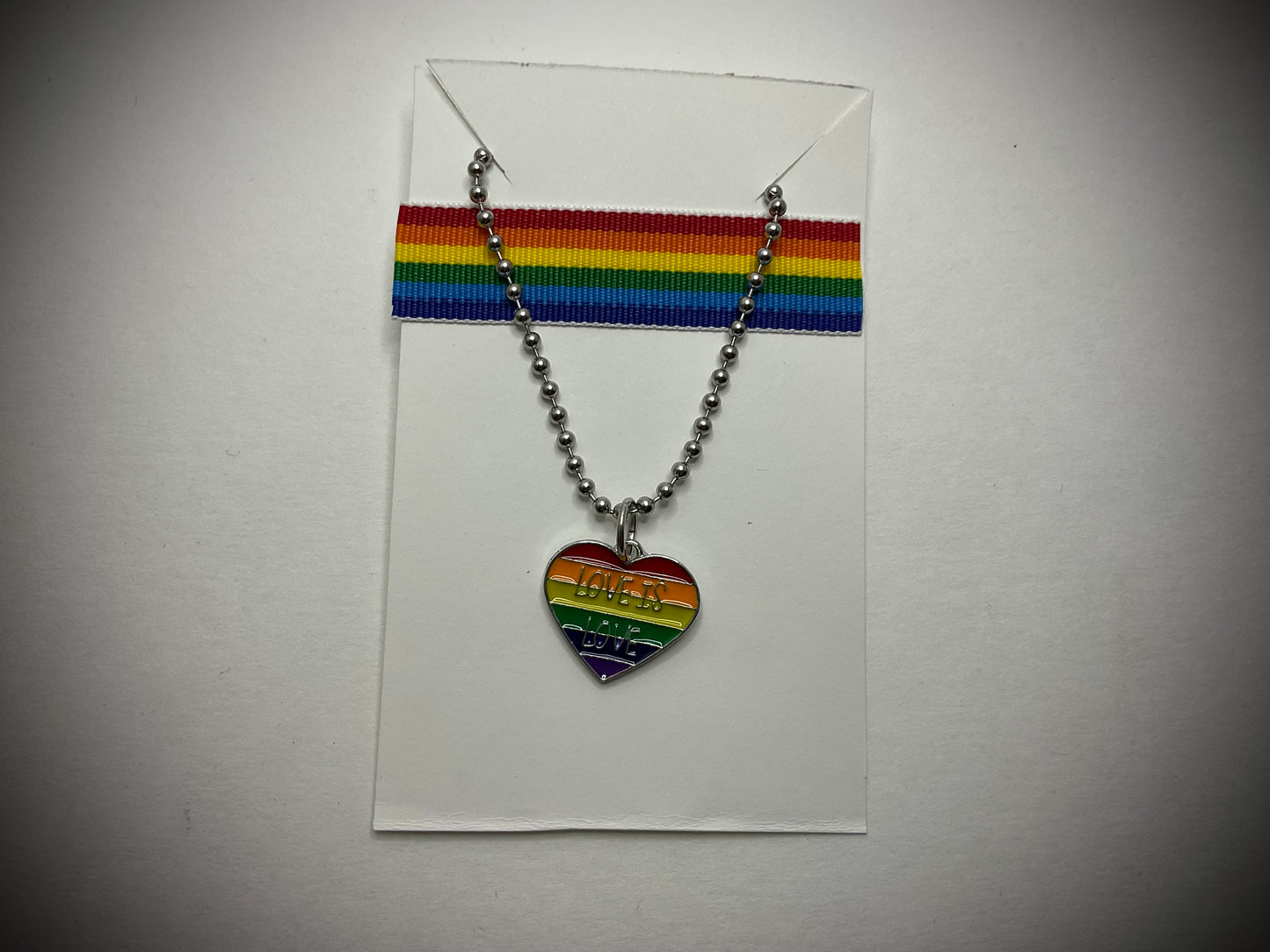 Rainbow Heart Love is Love Pride Necklace