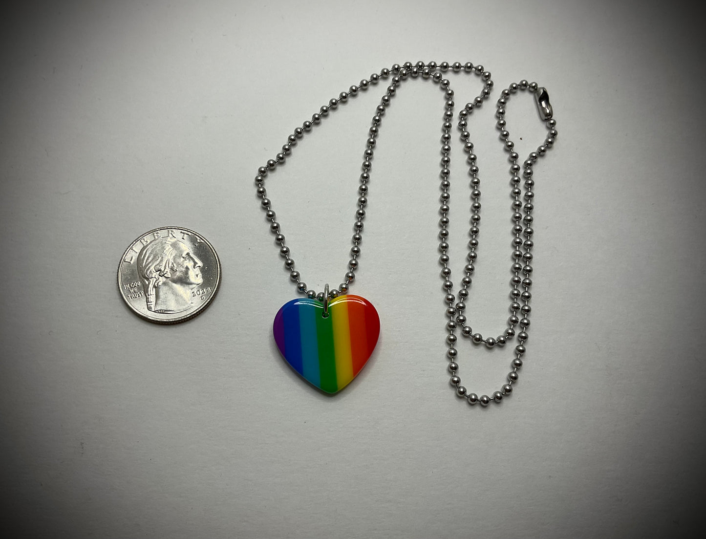 Acrylic Rainbow Heart Pride Necklace