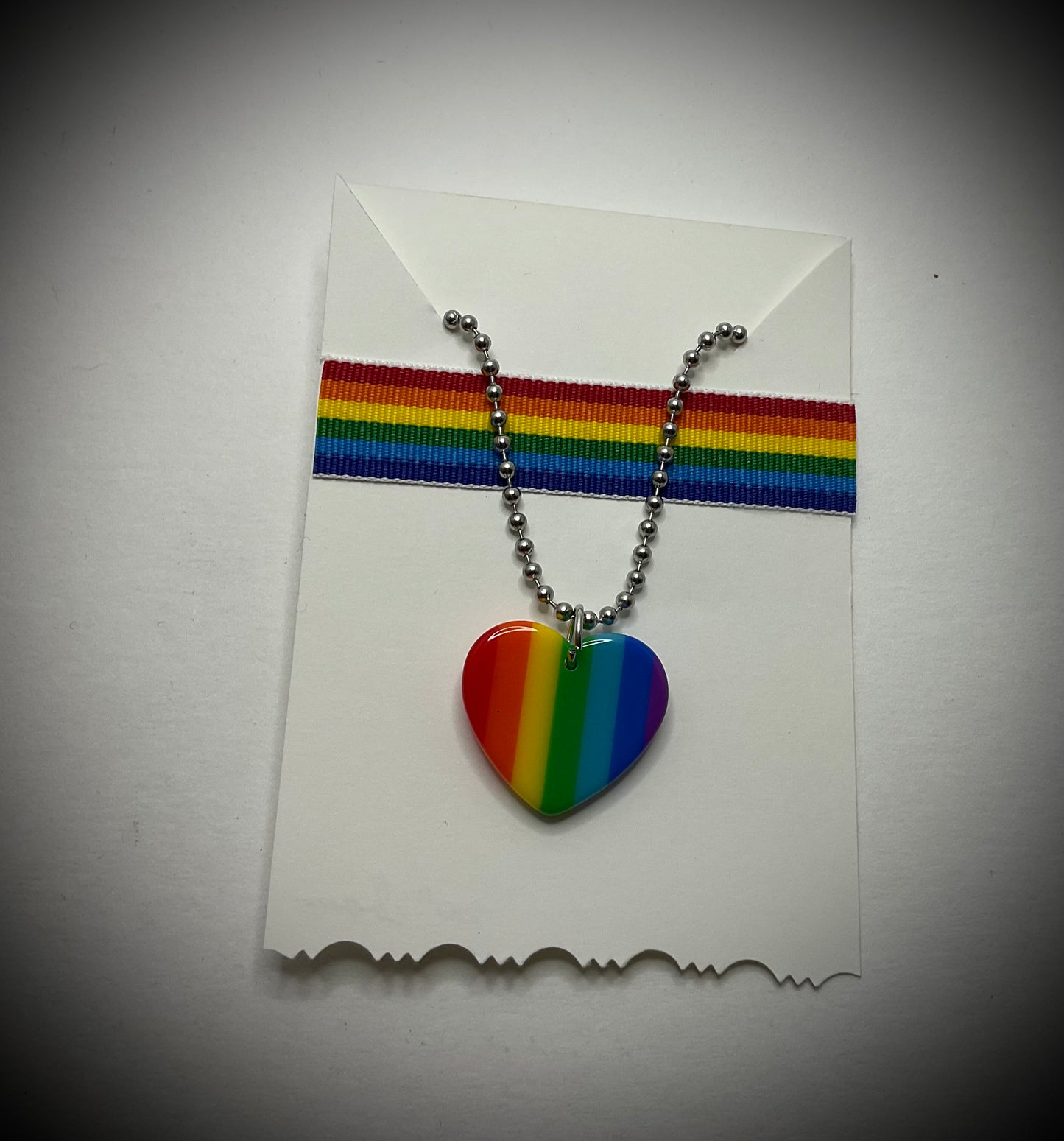 Acrylic Rainbow Heart Pride Necklace