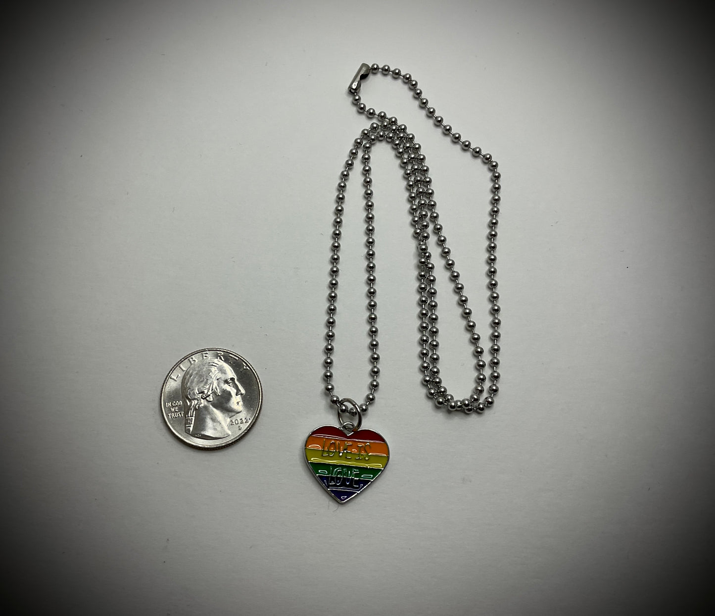 Rainbow Heart Love is Love Pride Necklace